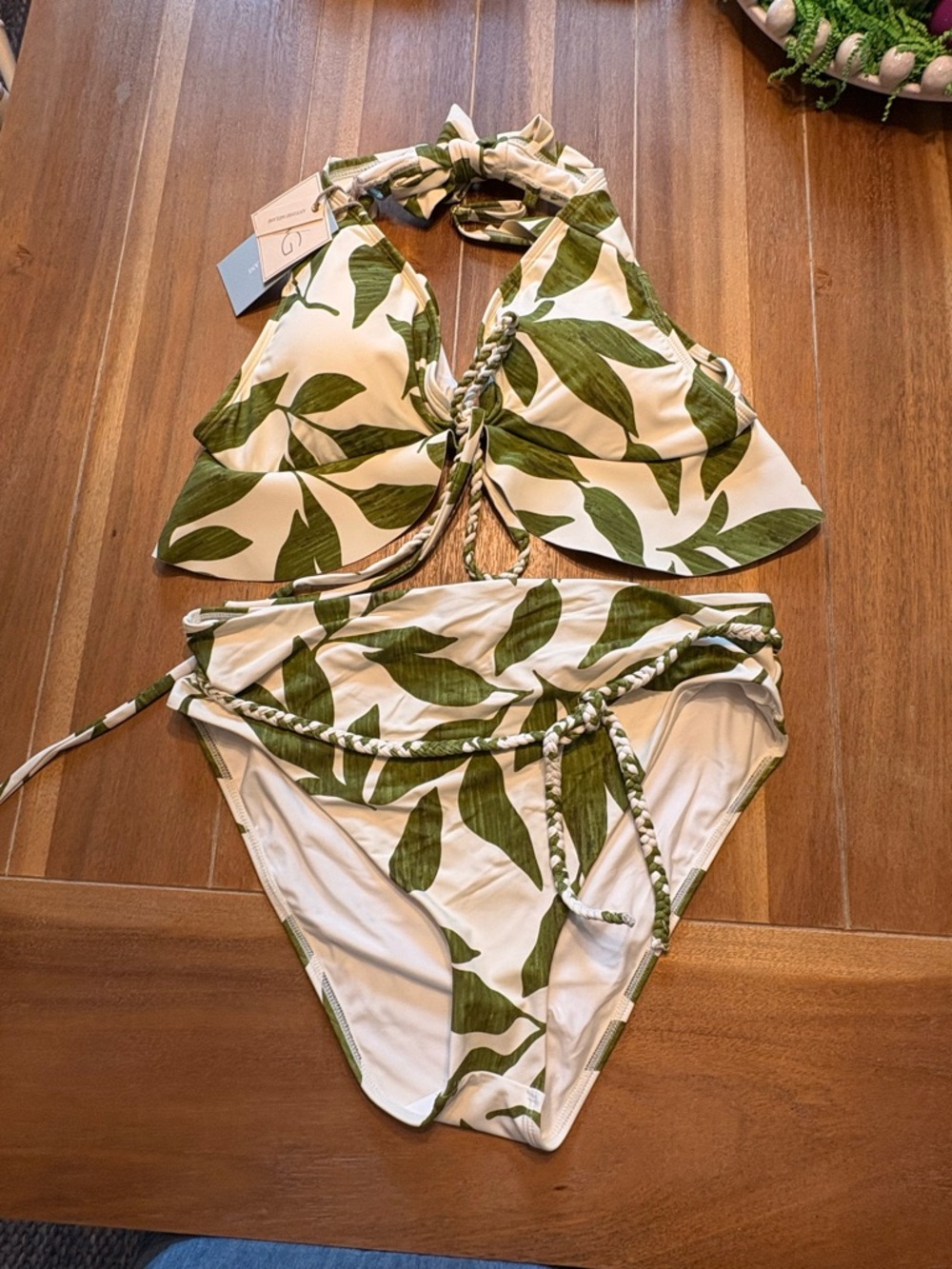 Green Leaf Print Kids One-Piece Swimsuit